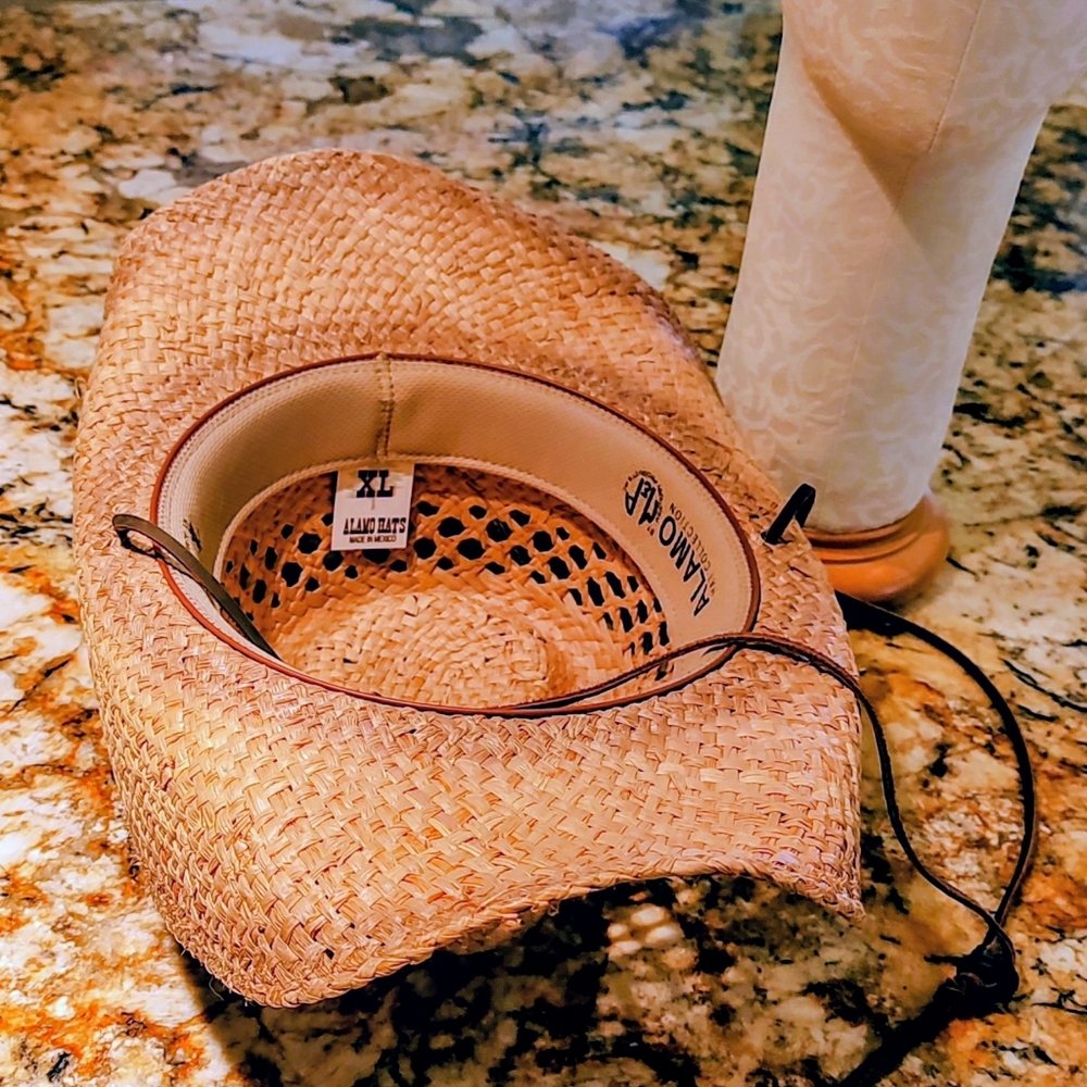 Alamo Woven Straw Hat with Leather chin Band SZ XL - Picture 6 of 11